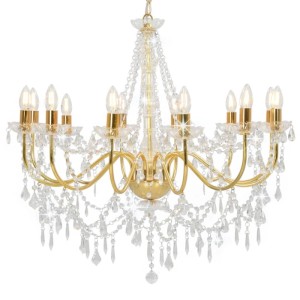 vidaXL Kronleuchter mit Perlen Golden 12 x E14-Fassungen 281611