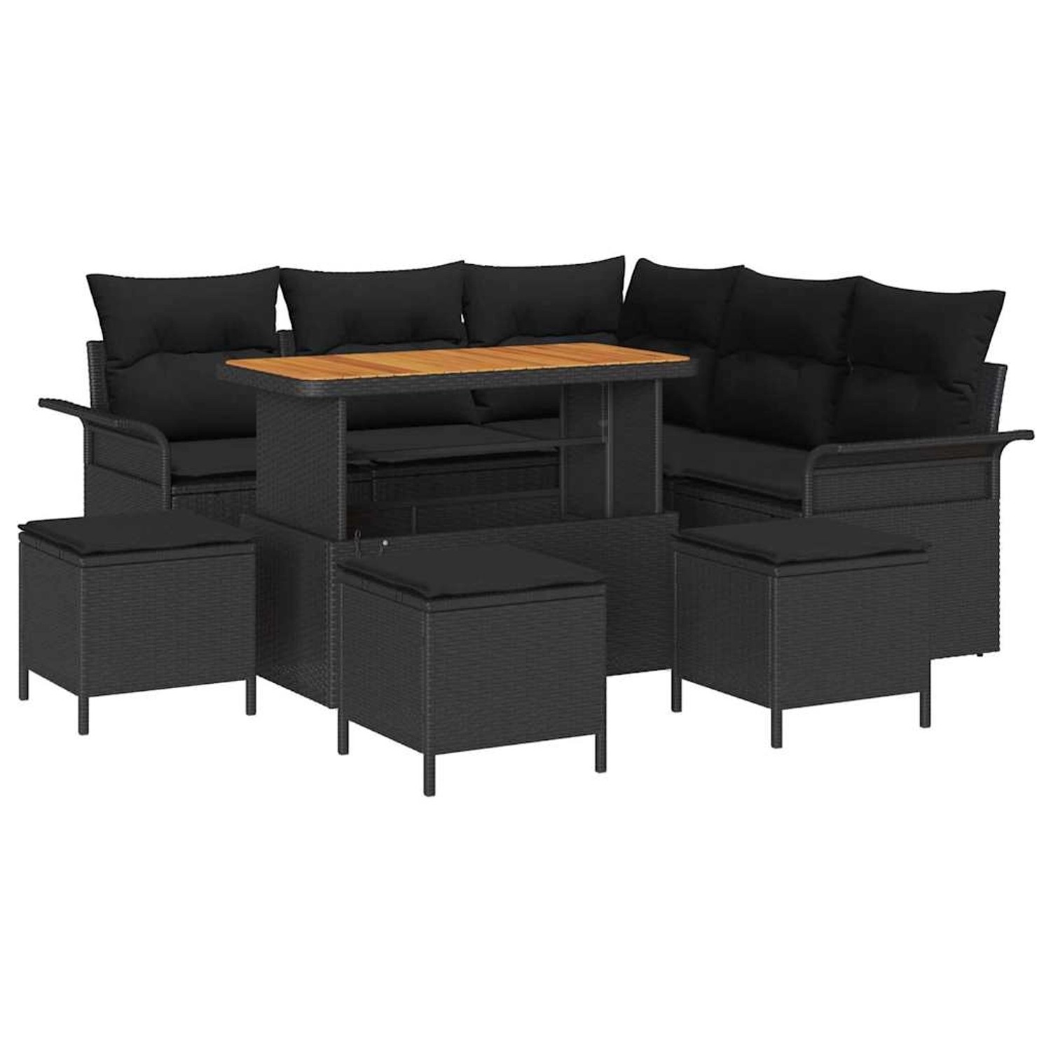 vidaXL Garten-Sofa-Set Höhenverstellbar 9-Tlg Schwarz Poly Rattan 3362139 günstig online kaufen
