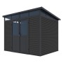 Anthrazitfarbenes Weide Gartenhaus aus Aluminium mit Doppeltür. Wetterfestes Gerätehaus für den Garten.