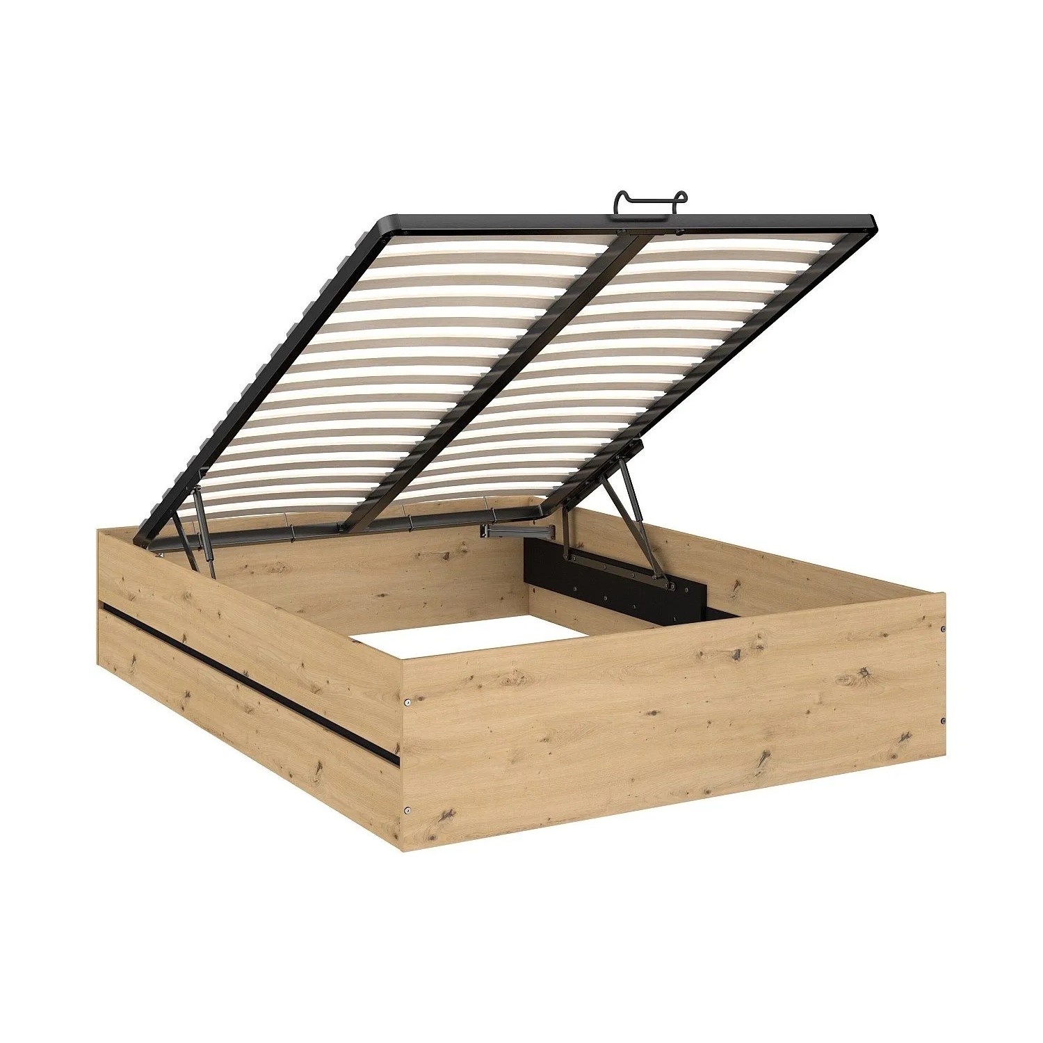 Vente-unique Bett Mit Bettkasten Ludaro Schwarz  Naturfarben Hell 148.3 cm