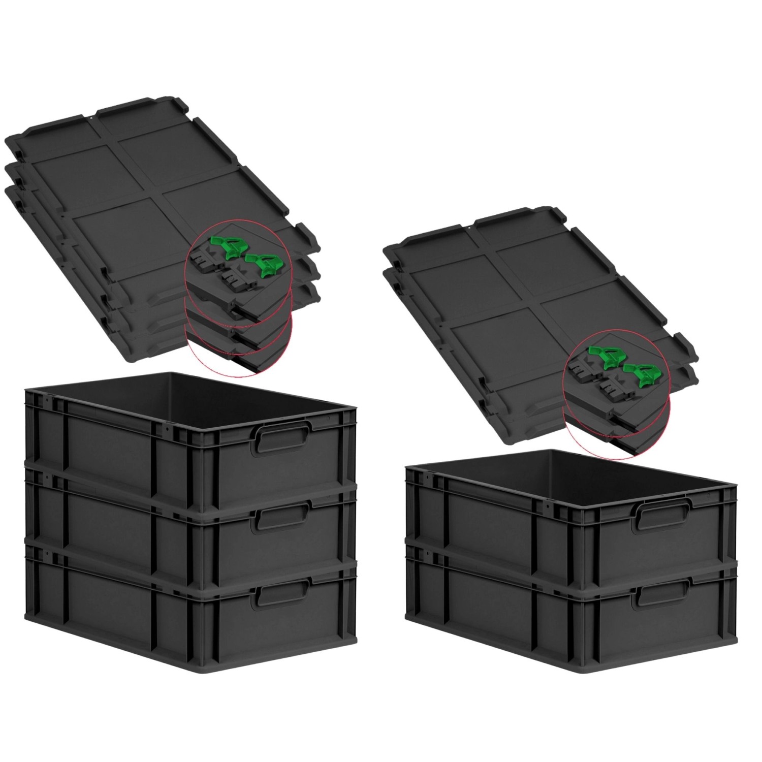 PROREGAL SuperSparSet 5x Eurobox Nextgen Grip Mit Scharnierdeckel Und Grüne günstig online kaufen