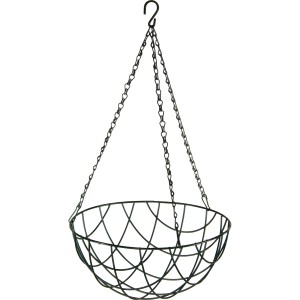 Grüne Bellissa Blumenampel Ø 30 cm aus Eisendraht mit Kette und Haken.