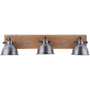 Just Light Wand- und Deckenleuchte Samia, 3-flammig, Eisen/Holz, Vintage-Look.