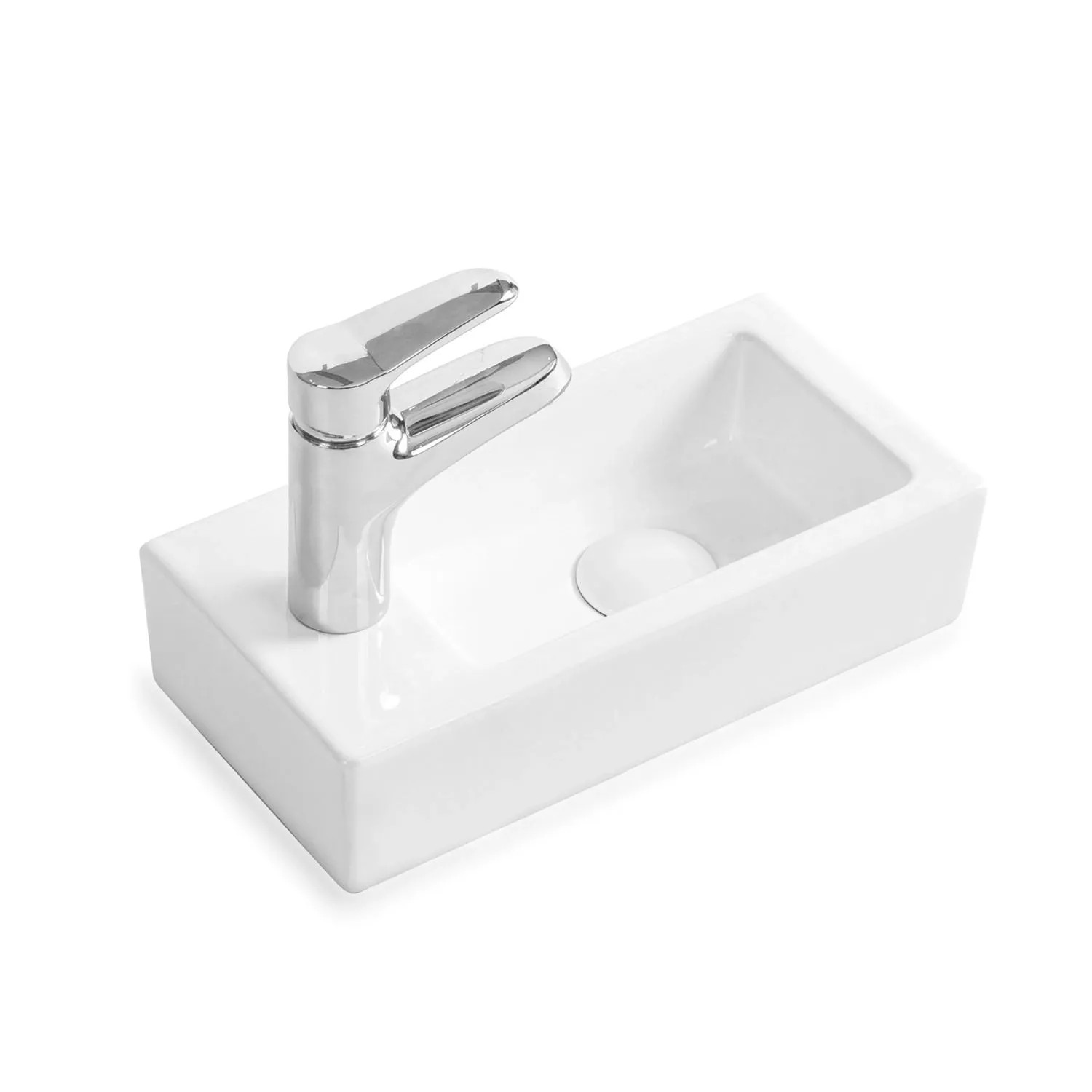 Stilform Gäste WC Waschbecken PARIS aus Feinster Keramik für Wandmontage oder als Aufsatzwaschbecken mit Hahnloch