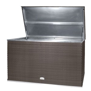 Wilk Aufbewahrungsbox m. Gasdruckfedern in Rattanoptik 61 x 118 x 64 cm Braun