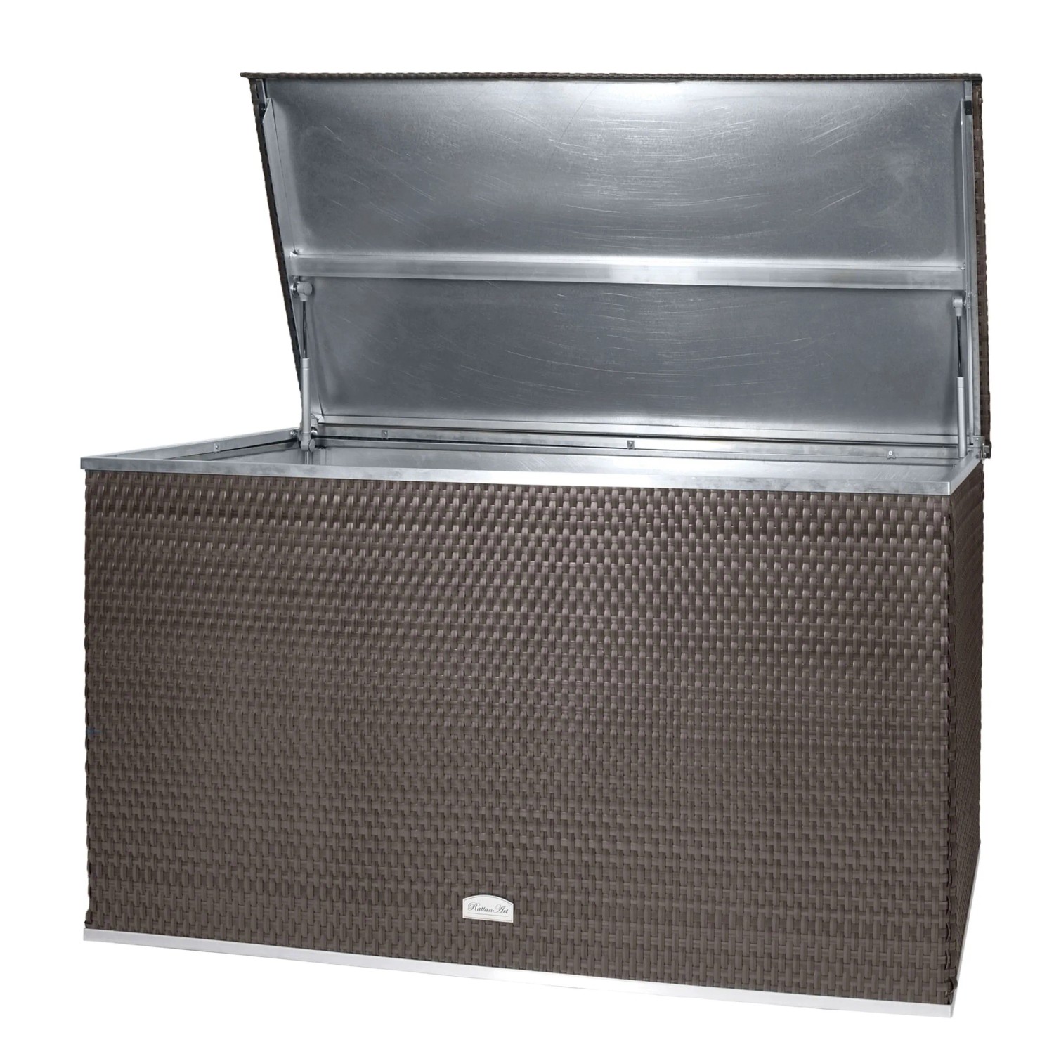 Wilk Aufbewahrungsbox m. Gasdruckfedern in Rattanoptik 61 x 118 x 64 cm Braun