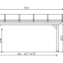 Technische Zeichnung der Skan Holz Terrassenüberdachung Ancona, Maße 541 x 350 cm.