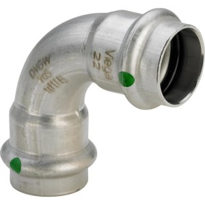 Viega Sanpress Inox Bogen 90° mit 15 mm Durchmesser für Edelstahlrohr-Installationen.