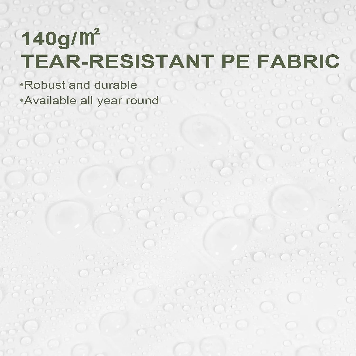 Detailaufnahme der weißen WOLTU Abdeckplane (2x3 m) aus wasserdichtem PE-Gewebe (140 g/m²).