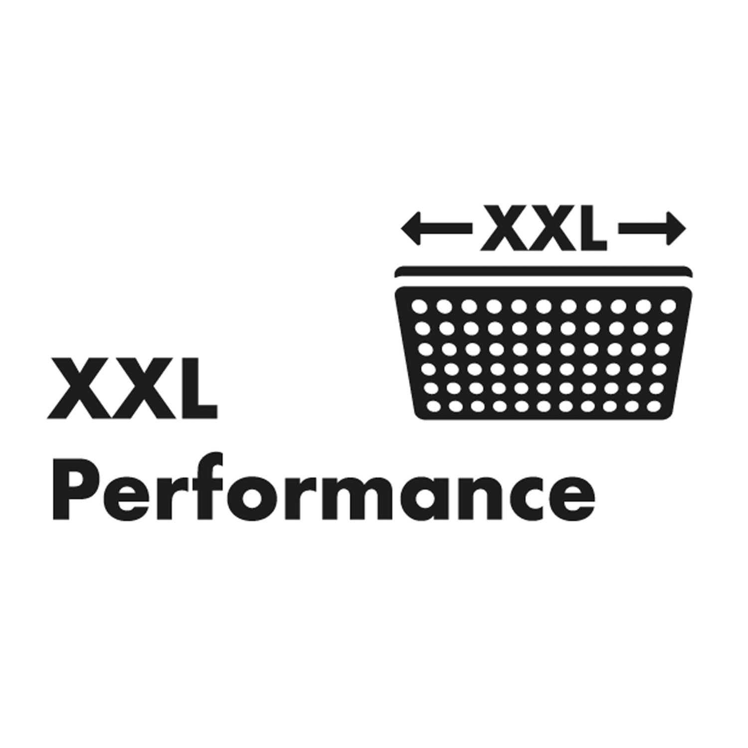 Symbol für XXL Performance des Hansgrohe Crometta Duschsystems.