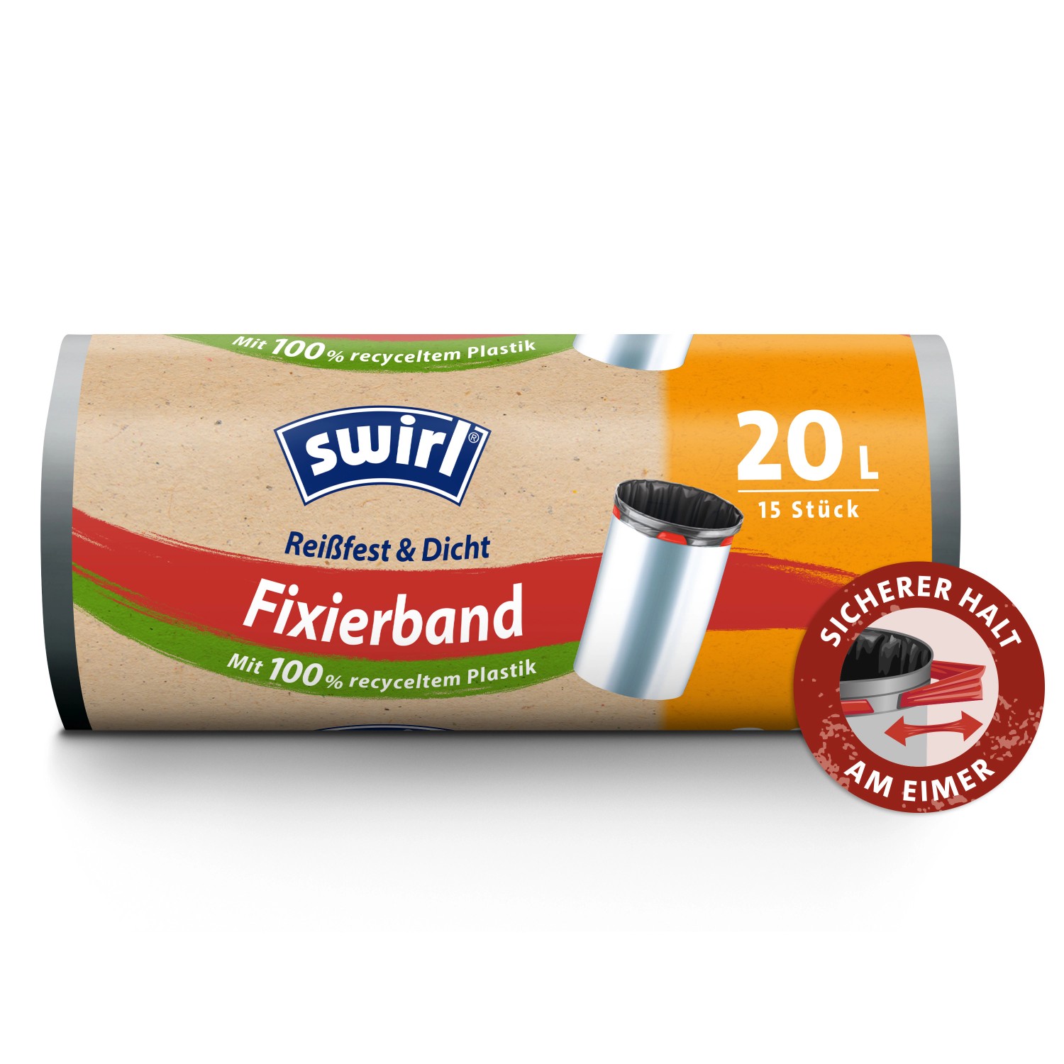 Swirl® Fixierband-Müllbeutel 20 l 15 Stück