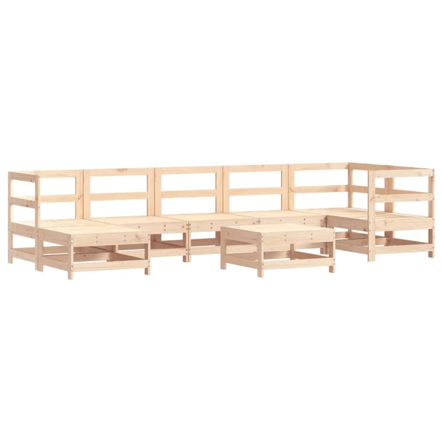 8-teiliges Garten Lounge Set aus Kiefernholz mit Hockern. Gartenmöbel für Terrasse und Garten.