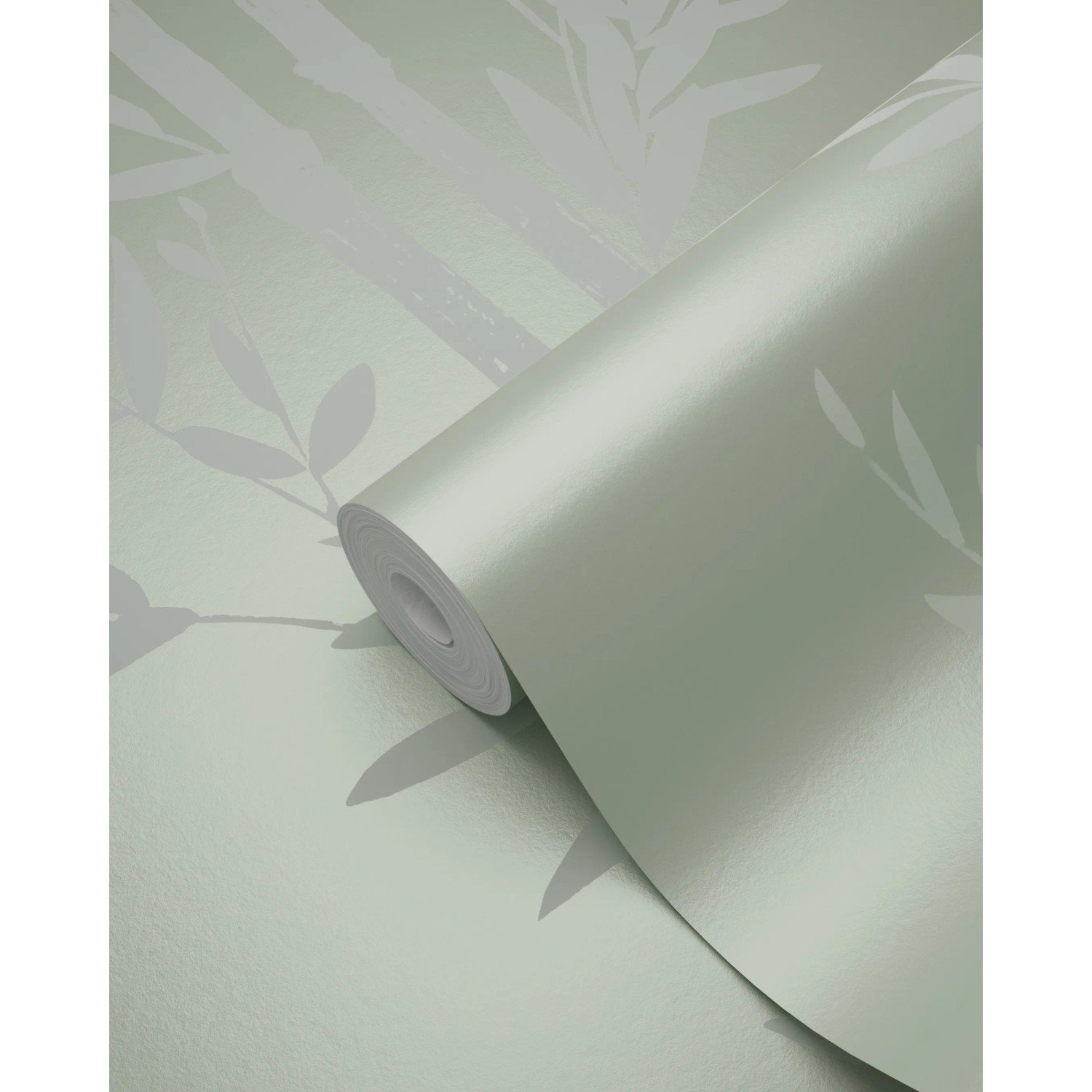 Olivgrüne Vliestapete mit Bambusmuster von Origin Wallcoverings, Rolle