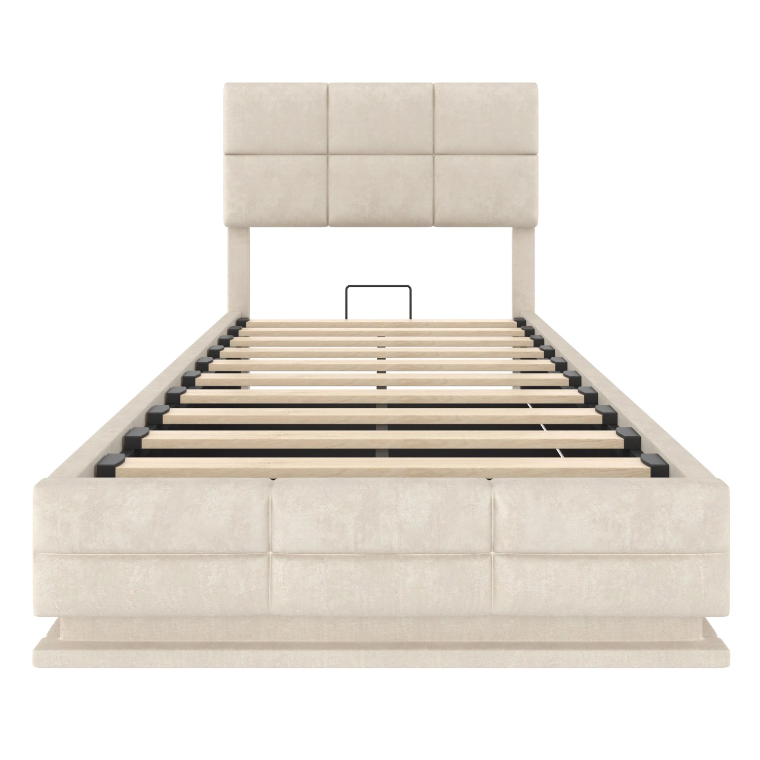 okwish Polsterbett 90x200cm mit LED USB C Hydraulik Stauraum Schlafzimmer Beige ohne Matratze