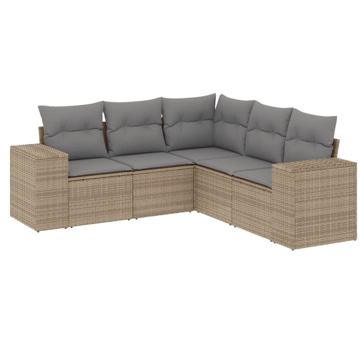 vidaXL 5-tlg Garten-Sofagarnitur mit Kissen Beige Poly Rattan Modell 148 günstig online kaufen