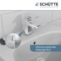 Schütte Waschtischarmatur Tokyo II Chrom auf Waschbecken mit Ablaufgarnitur.