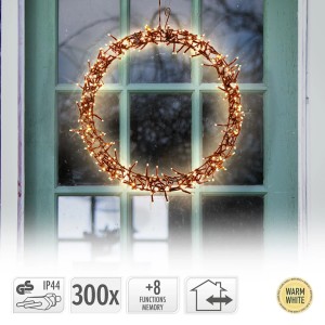 Leuchtender ECD Germany Lichterkranz mit 300 LEDs, warmweiß, für Fenster und Türen.