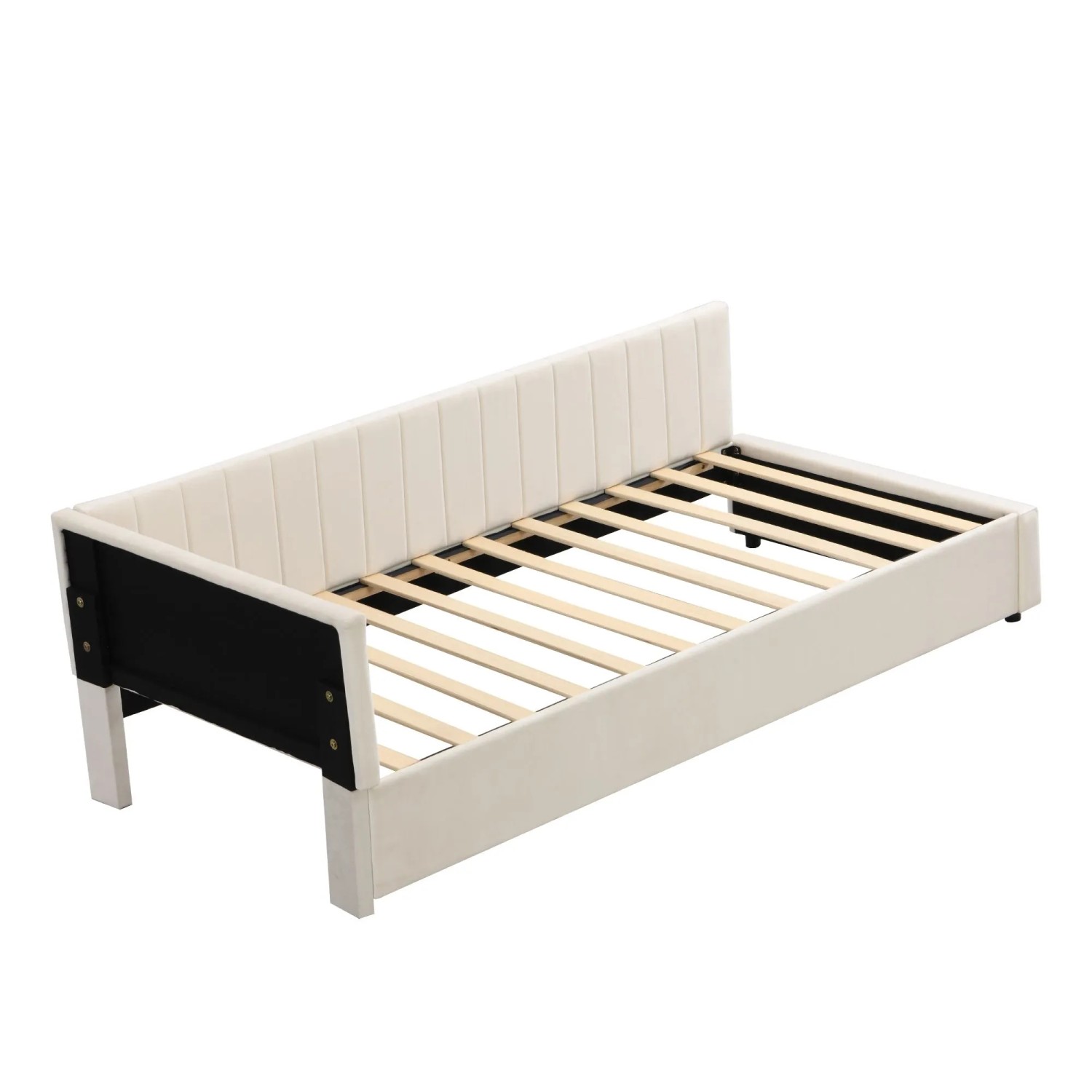 Merax Sofabett 90x200cm Samt Lattenrost Beige