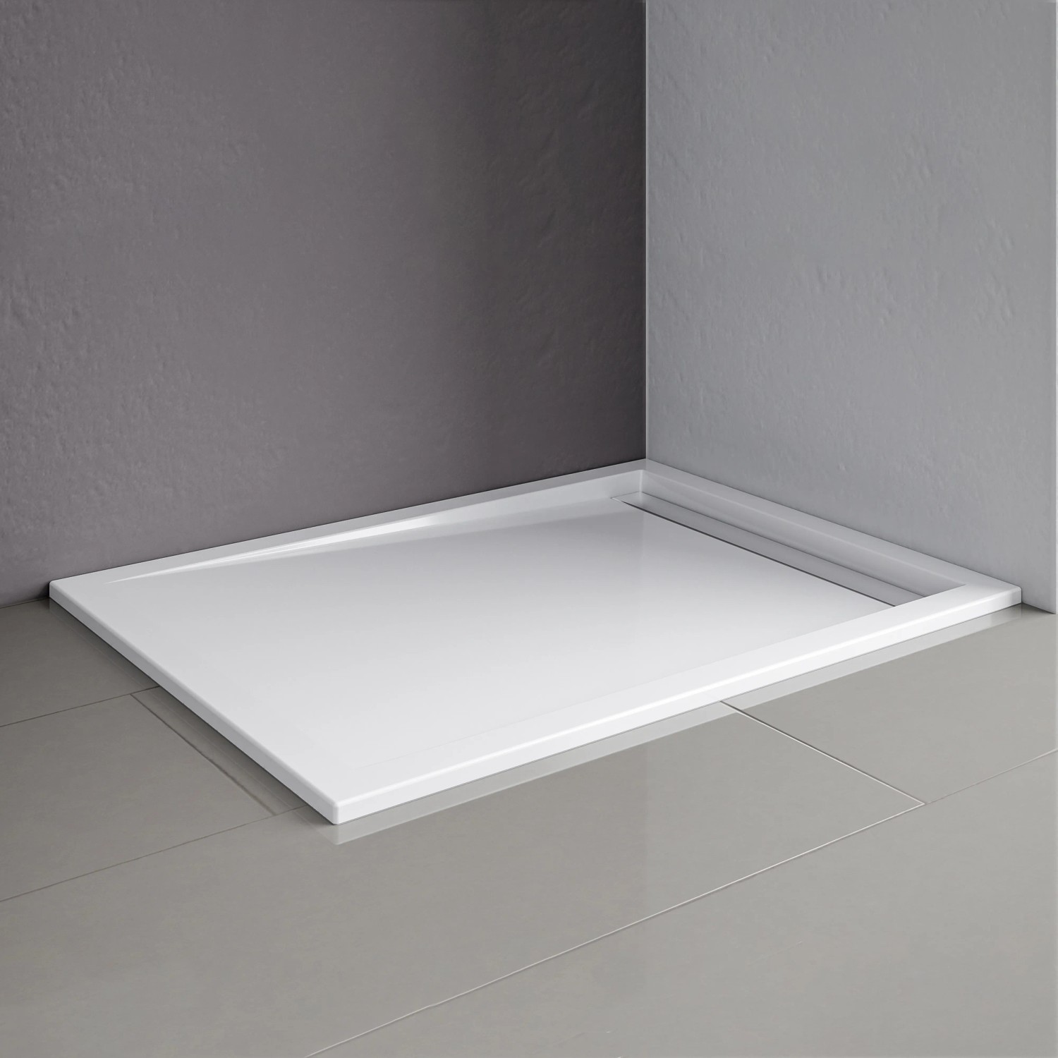 Rechteckige, extraflache Schulte Duschwanne ExpressPlus, 120x80 cm, aus Sanitär-Acryl in Alpinweiß.