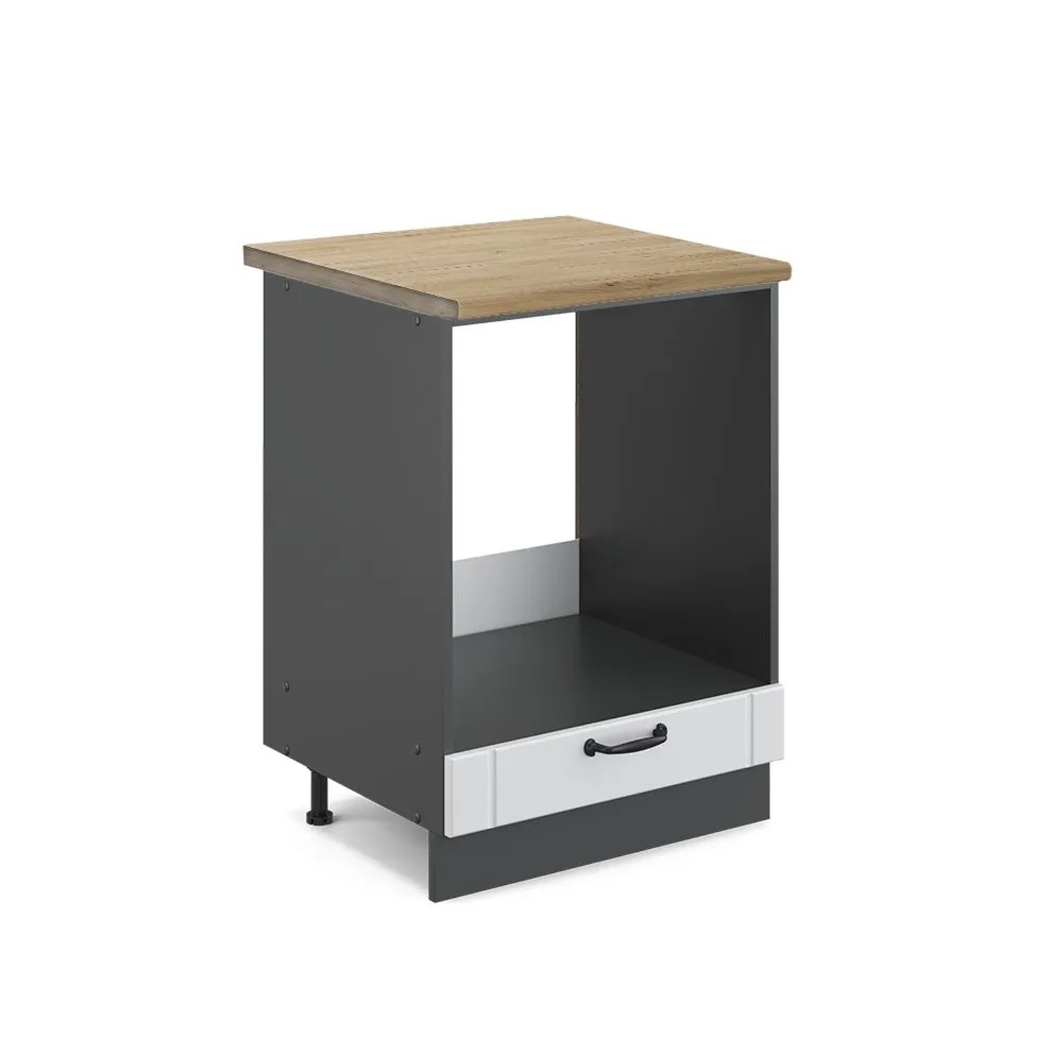 Vicco Herdumbauschrank Fame-Line Weiß Landhaus Anthrazit 60 cm AP Eiche