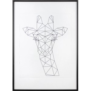 Schwarzer Kunststoff Bilderrahmen 60x80 cm mit geometrischem Giraffen-Motiv.