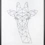 Schwarzer Kunststoff Bilderrahmen 60x80 cm mit geometrischem Giraffen-Motiv.