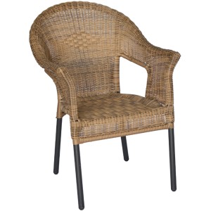 Merxx Ravenna Stapelsessel für Gartenmöbel-Set, naturfarbenes Kunststoffgeflecht, Alugestell
