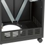 Detailaufnahme des Untergestells vom Jamestown Gasgrill Kane mit Rollen und Gasflaschenhalterung.