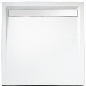 Quadratische, extraflache Schulte Duschwanne 90x90 cm in Alpinweiß mit Ablauf.