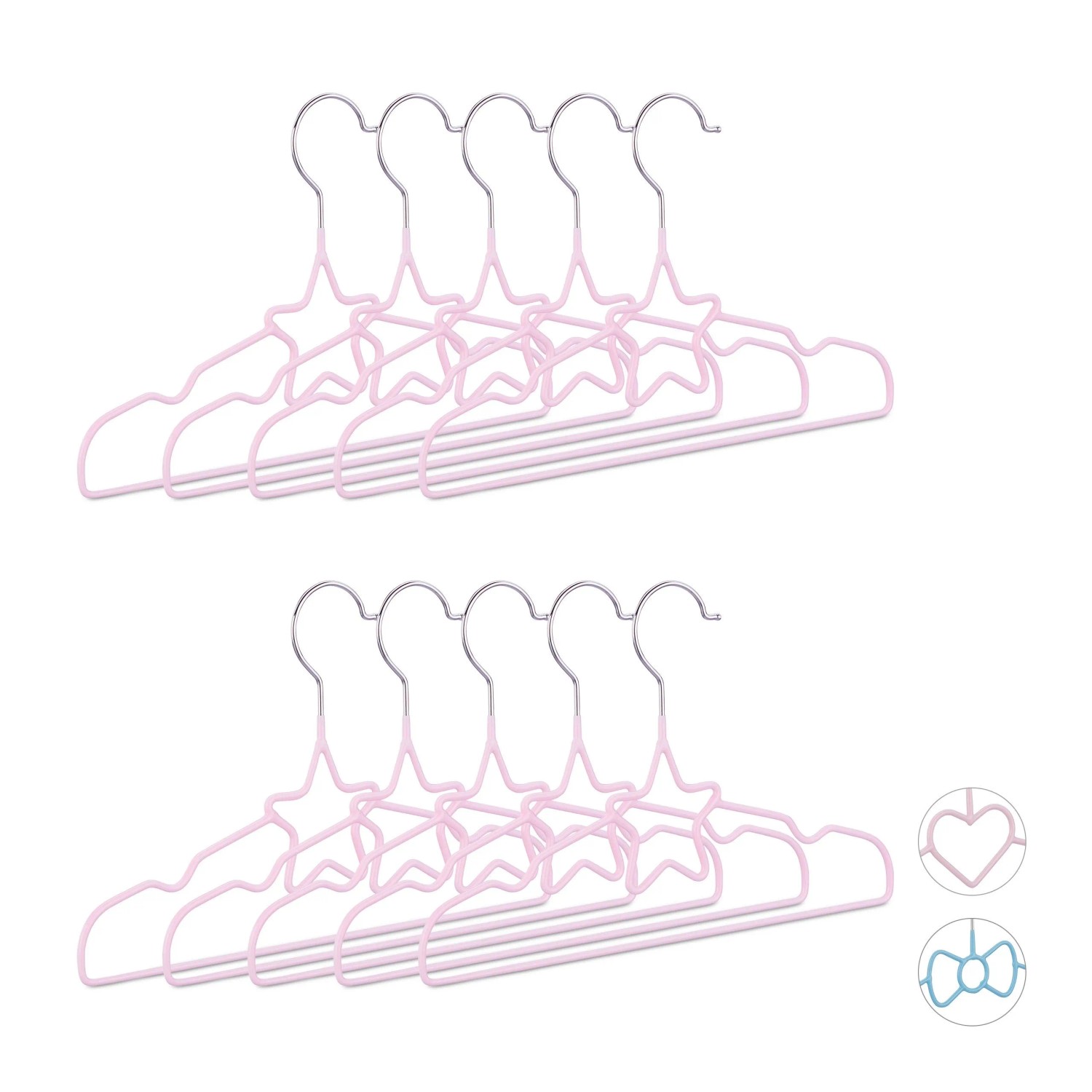 Relaxdays Kinderkleiderbügel Stern Metall Bunt 10er Set 18,5 cm x 29,8 cm