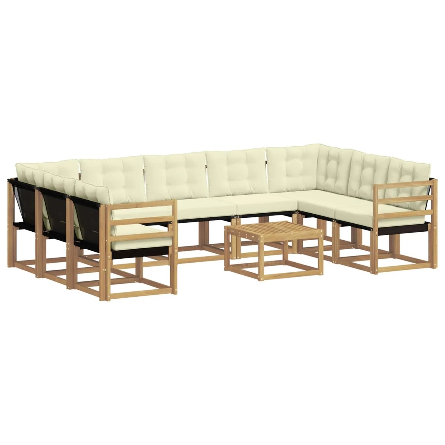 vidaXL Outdoor-Sofagarnitur mit Kissen 10 Stk Weiß und Creme 3389872