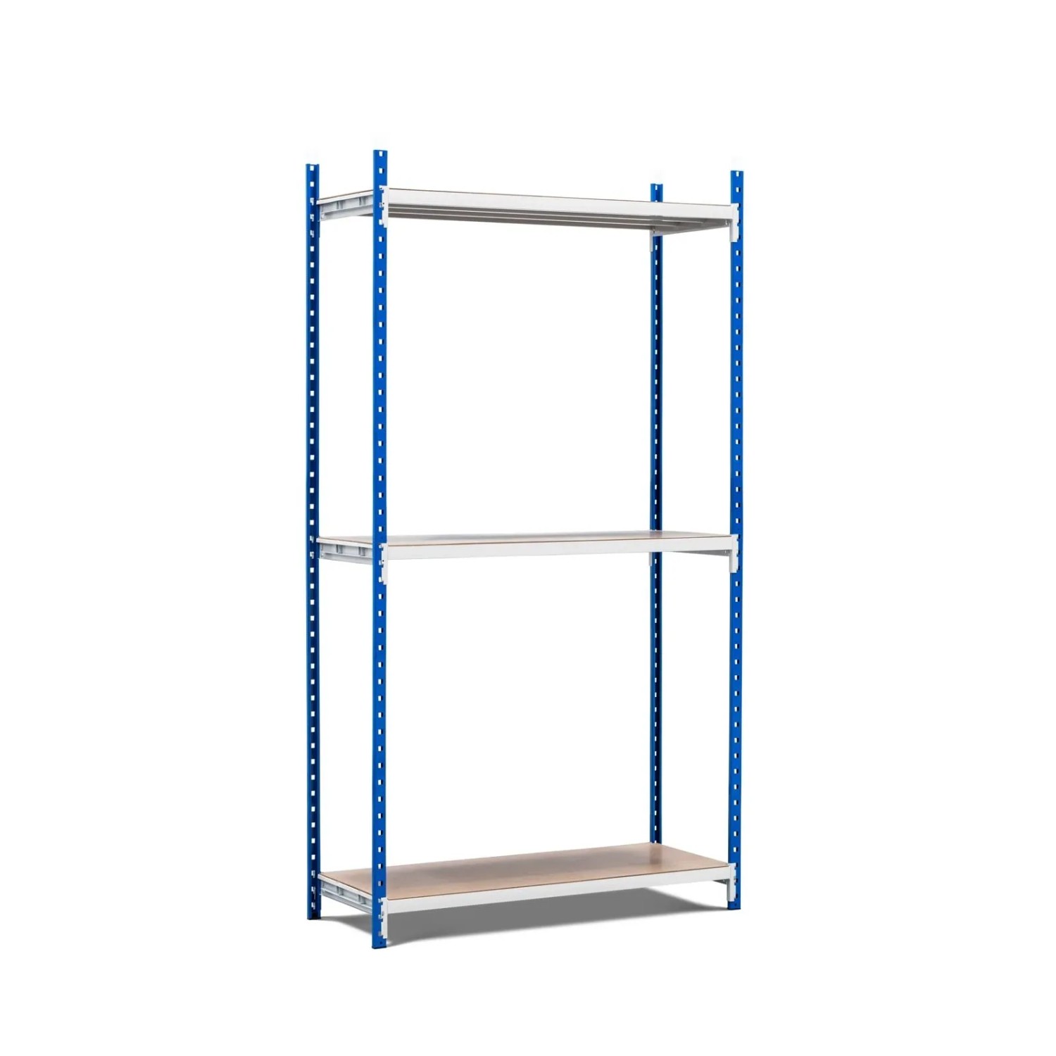 PROREGAL Fachbodenregal Maximus Pro HxBxT 220 x 125 x 50 cm 3 Ebenen Spanplatten-Fachboden Fachlast 248 kg Lichtblau-Lichtgrau