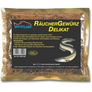 Westline Räuchergewürz Delikat 100g im goldenen Aromabeutel. Ideal zum Angeln und Räuchern von Fisch.