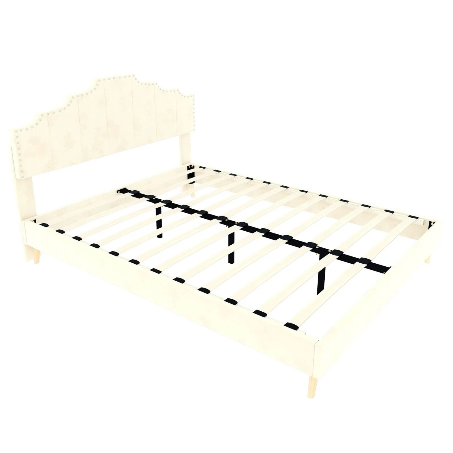 okwish Polsterbett 160x200cm mit Kopfteil Schlafzimmer Beige ohne Matratze