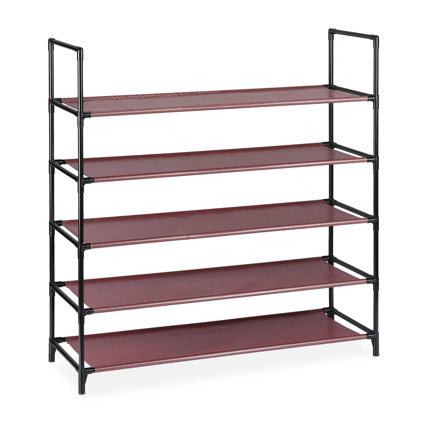 Relaxdays Schuhregal Stecksystem XL Metall Bordeaux Höhenverstellbar 90,5 cm x 87,5 cm x 30 cm 1,4 kg