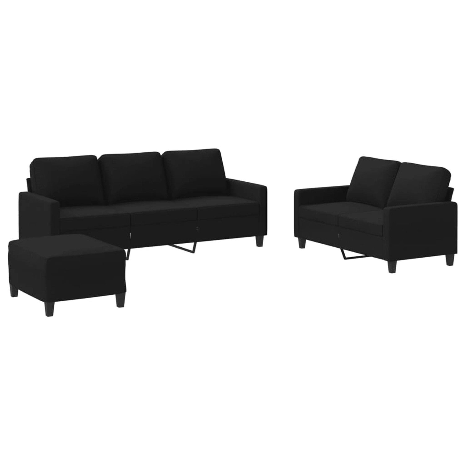 vidaXL 3-Tlg Sofagarnitur mit Kissen Schwarz Stoff 3201472 günstig online kaufen