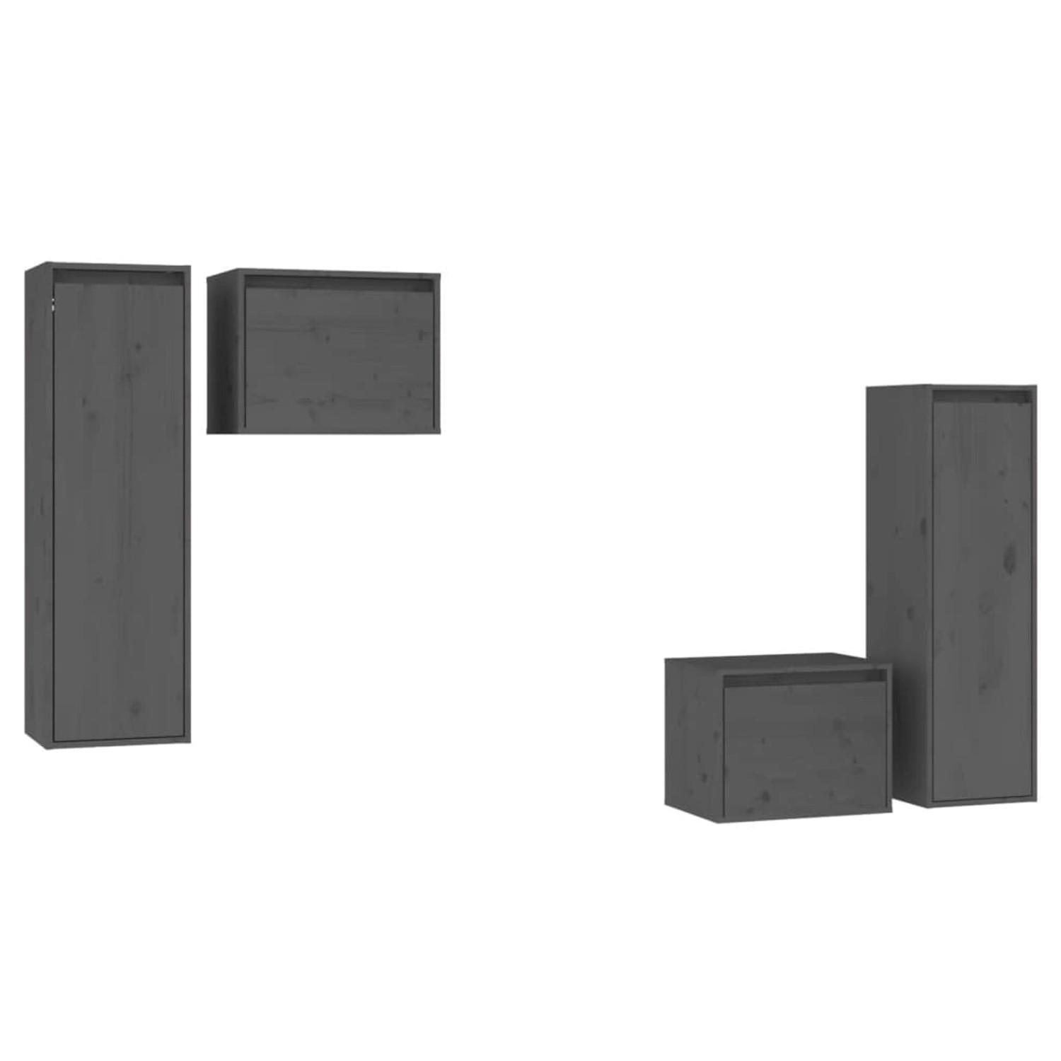 vidaXL TV-Schränke 4 Stk Grau Massivholz Kiefer 3100251