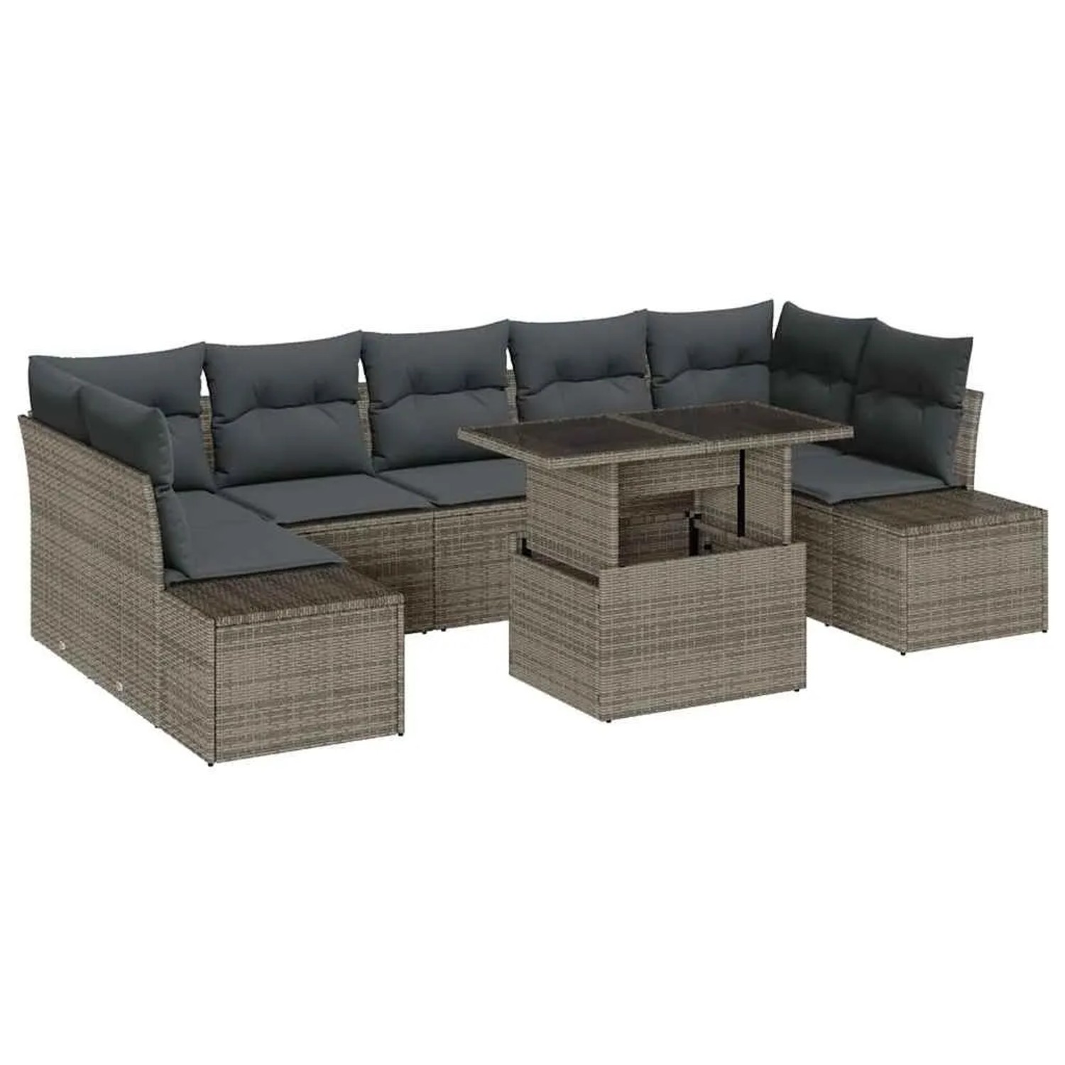 vidaXL Garten-Sofa-Set mit Kissen 8-Tlg Grau 3357872