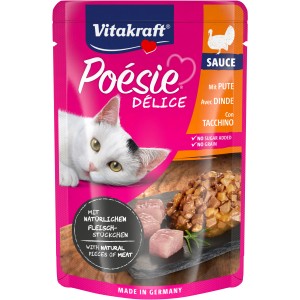 Vitakraft Poésie Délice Katzen-Nassfutter mit Pute in Sauce, 85g Beutel.