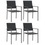 vidaXL Garten-Essgruppe, 5-teilig, schwarze Rattan-Stühle mit Stahlrahmen, Gartenmöbel-Set.