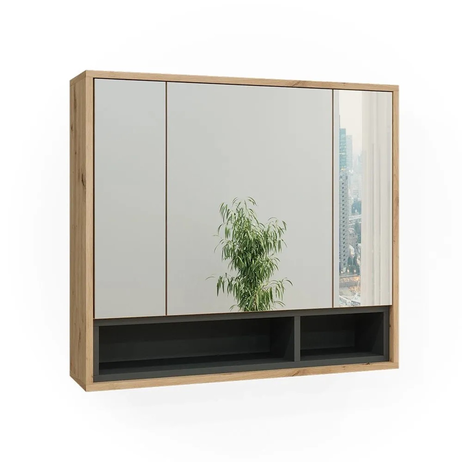 Vicco Badspiegelschrank Beatrice Artisan Eiche Anthrazit 80 x 72