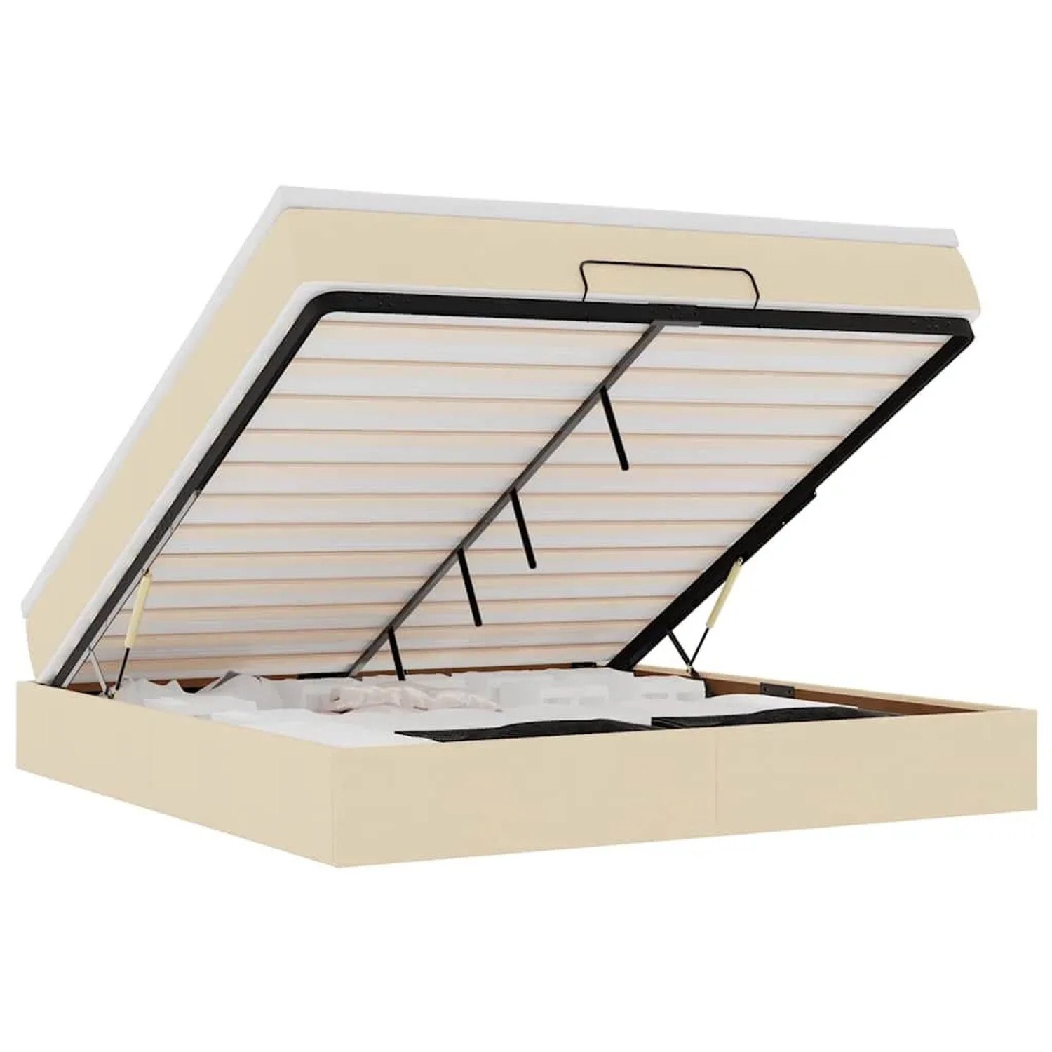 vidaXL Ottoman-Bett mit Matratze Creme 160x200 cm Stoff 3311125