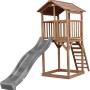 Axi Beach Tower Spielturm mit grauer Rutsche, aus Holz mit Leiter zum Turm.