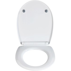 Weißer Wenko Premium WC-Sitz Rope aus Thermoplast, offen.