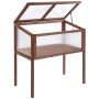 Outsunny Hochbeet aus braunem Tannenholz mit transparenter PC-Platte, Deckel offen. Ideal als Frühbeet.