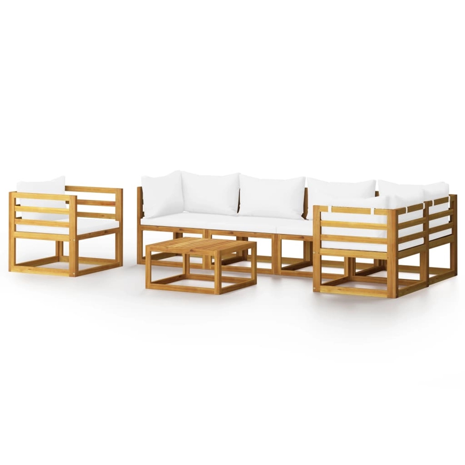 vidaXL 7-tlg Garten-Lounge-Set mit Auflagen Creme Massivholz Akazie Modell 5