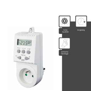 Fenix Steckthermostat TS10, weiße, programmierbare Temperaturregelung für elektrische Heizgeräte.