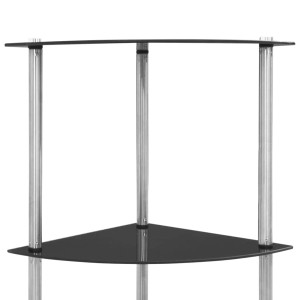 vidaXL Regal mit 6 Ablagen, schwarz, aus Glas und Edelstahl. Modernes Wandregal für Wohnzimmer und Büro.