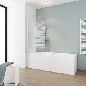 Schulte ExpressPlus Badewannenaufsatz Komfort mit Querstreifen auf Badewanne montiert.