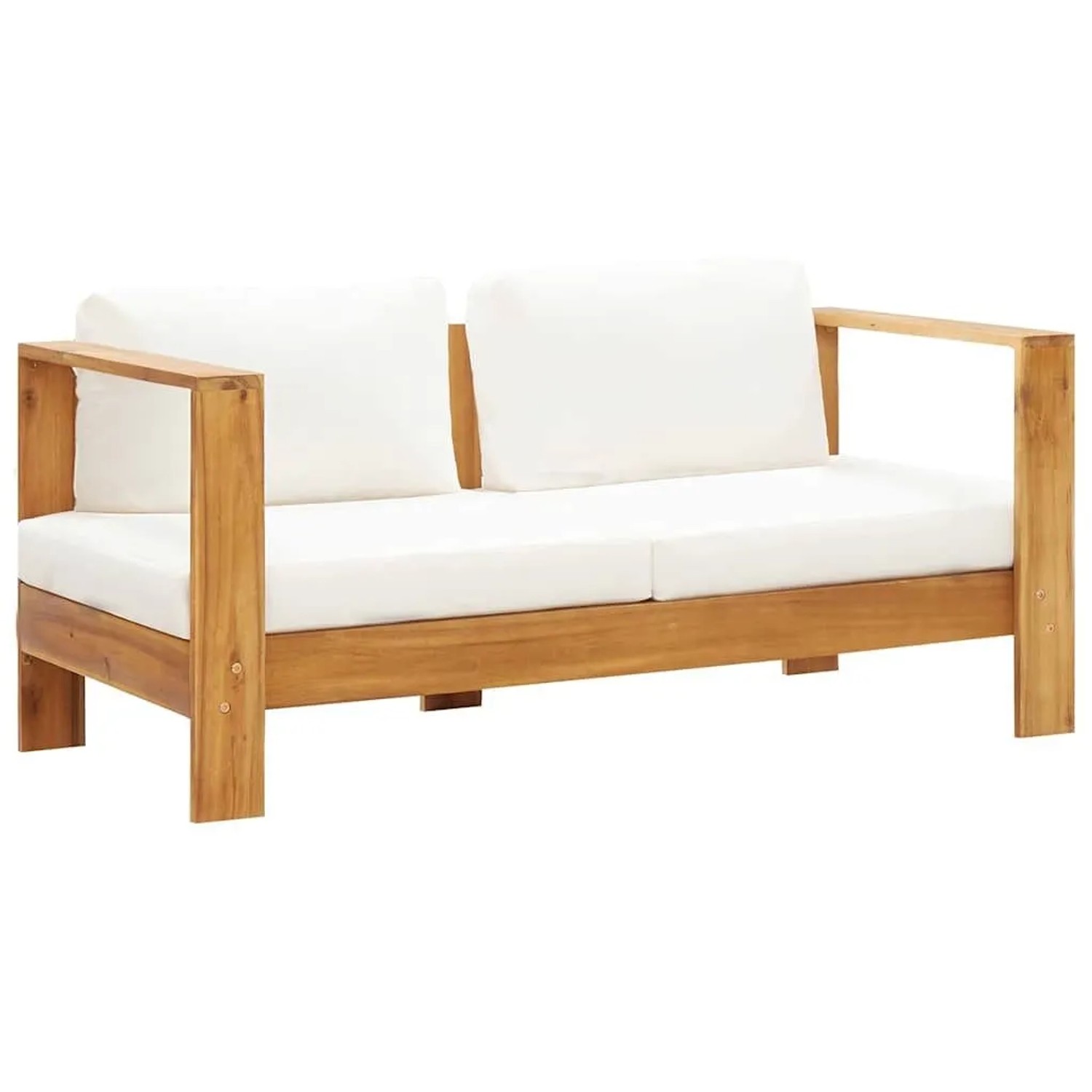 vidaXL Gartensofa mit Kissen 140 cm Akazien Massivholz Cremeweiß 47273